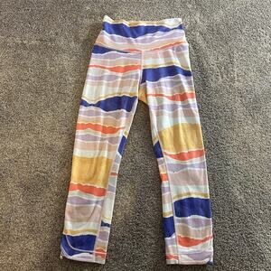 Lululemon True Self Crop Bleacher Stripe Iris Purple Sherbet Leggings SMALL S